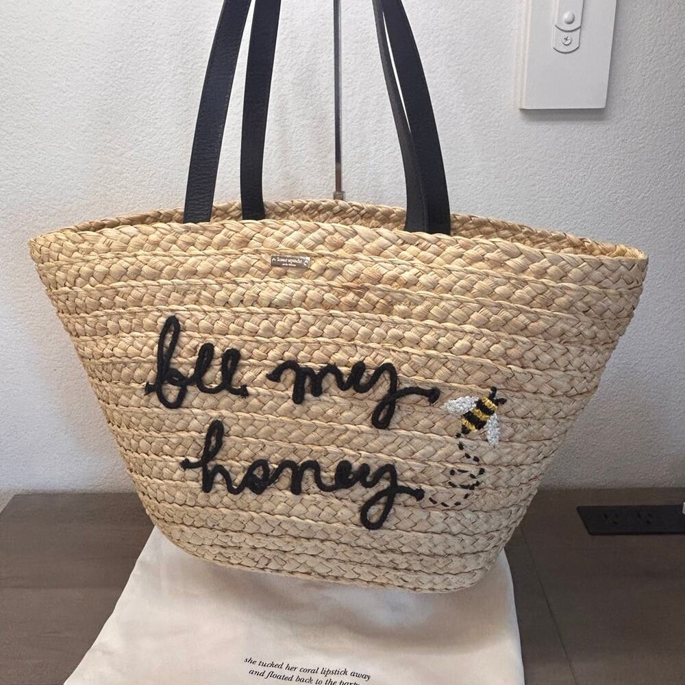 Kate Spade New York Picnic Perfect Straw Bee Tote